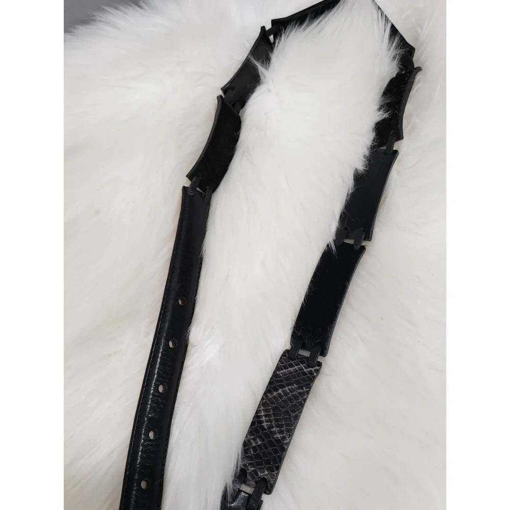 Brighton Belt XL 36 Leather Snakeskin Calf Hair Leather‎ Black Rope Simple WOmen